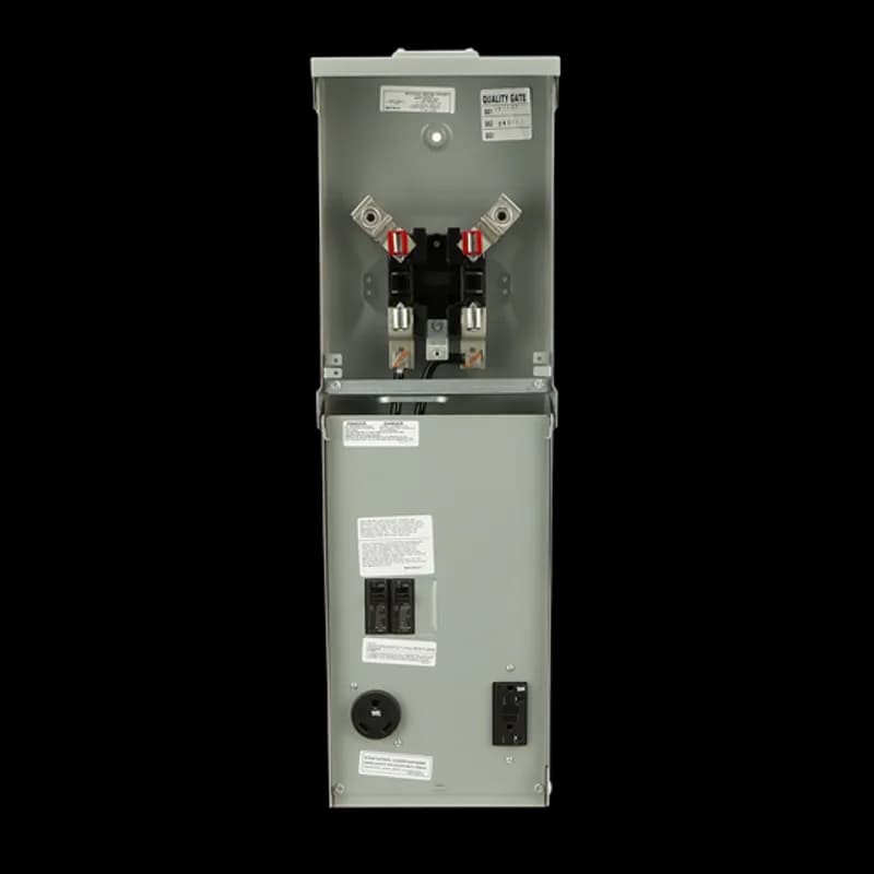 ABB - Electrification GE1LM032SS - General Electrics metallic RV units are manufactured using 16-gauge, galvanized zinc-coated steel and NEMA 3R construction, which resists corrosion and fading and provides lasting service in outdoor applications. Units are available in surface mount and earth burial or pad mount posts, metered or un-metered, offering a wide range of receptacle configurations to fit your needs. 32SS4280
