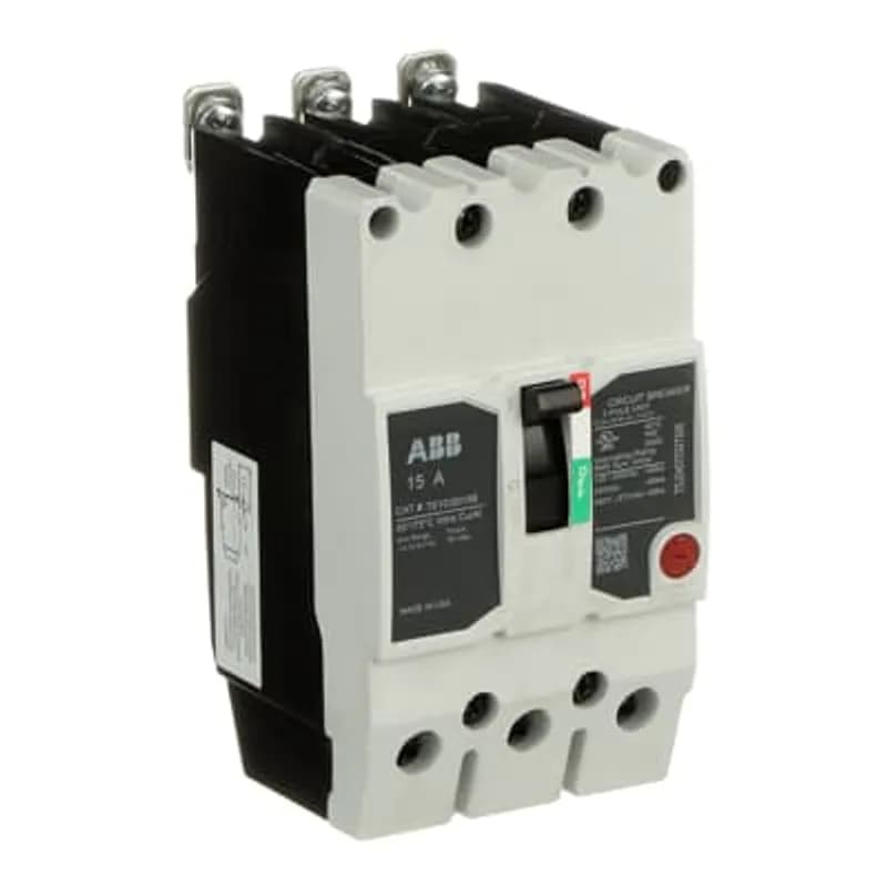 ABB - Electrification TEYD3015B - The TEY is a one-inch wide per pole, compact, "bolt-on" circuit breaker for use on grounded 480Y/277 Vac systems. The bolt-on mounting base accessory makes the TEY suitable for varied applications as a lug-lug breaker. All TEY circuit breakers feature Quick-make / Quick-break mechanisms, common trip bars, and easy to spot trip indication to ensure safety and reliability. TEYD breakers are available in 1, 2, and 3 pole versions 2&3 pole versions can be ordered with auxiliary contact, shunt trip, undervoltage release, or bell alarm accessories. TEYx Circuit Breaker 3P 15A