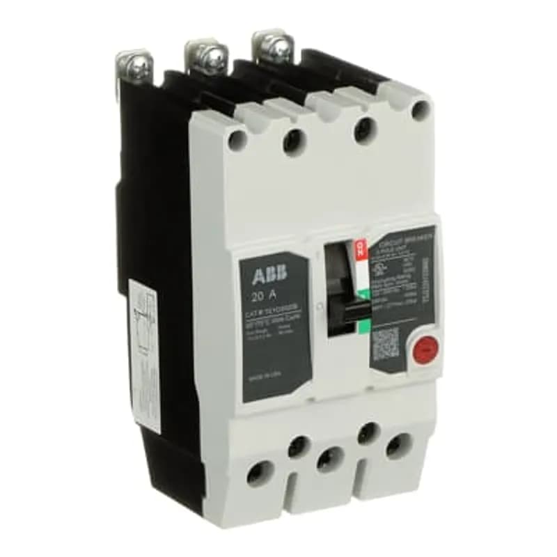 The TEY is a one-inch wide per pole, compact, "bolt-on" circuit breaker for use on grounded 480Y/277 Vac systems. The bolt-on mounting base accessory makes the TEY suitable for varied applications as a lug-lug breaker. All TEY circuit breakers feature Quick-make / Quick-break mechanisms, common trip bars, and easy to spot trip indication to ensure safety and reliability. TEYD breakers are available in 1, 2, and 3 pole versions 2&3 pole versions can be ordered with auxiliary contact, shunt trip, undervoltage release, or bell alarm accessories. TEYx Circuit Breaker 3P 20A