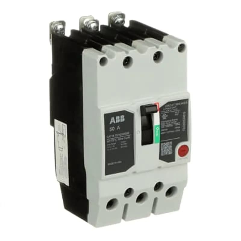 ABB - Electrification TEYD3050B - The TEY is a one-inch wide per pole, compact, "bolt-on" circuit breaker for use on grounded 480Y/277 Vac systems. The bolt-on mounting base accessory makes the TEY suitable for varied applications as a lug-lug breaker. All TEY circuit breakers feature Quick-make / Quick-break mechanisms, common trip bars, and easy to spot trip indication to ensure safety and reliability. TEYD breakers are available in 1, 2, and 3 pole versions 2&3 pole versions can be ordered with auxiliary contact, shunt trip, undervoltage release, or bell alarm accessories. TEYx Circuit Breaker 3P 50A