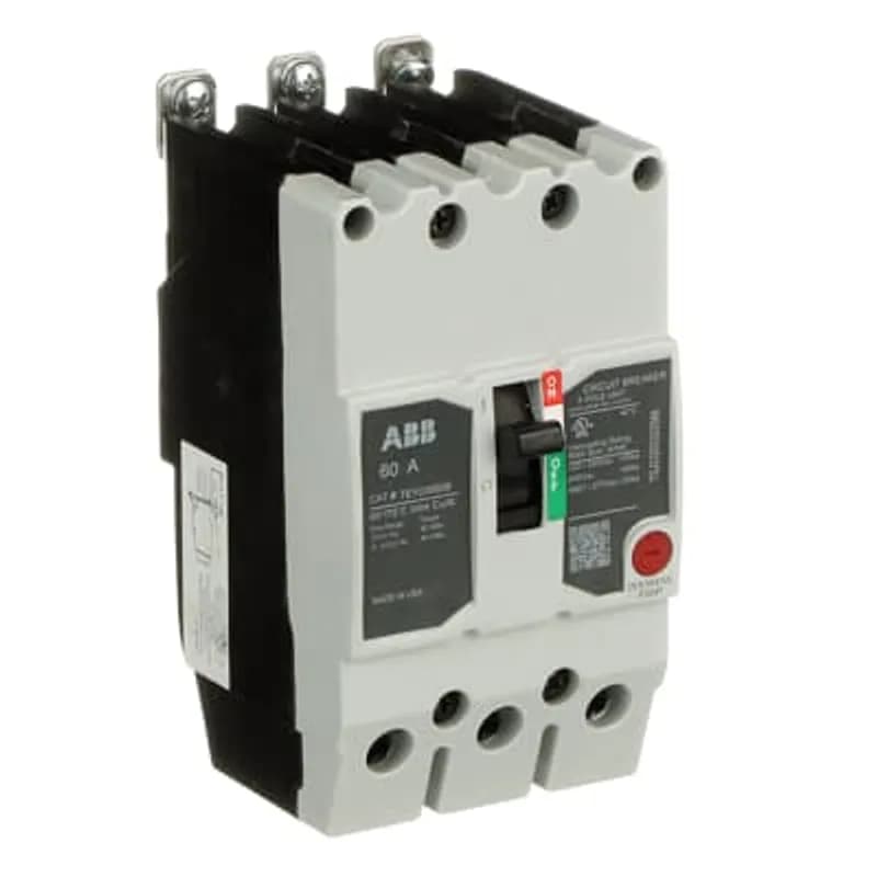 ABB - Electrification TEYD3060B - The TEY is a one-inch wide per pole, compact, "bolt-on" circuit breaker for use on grounded 480Y/277 Vac systems. The bolt-on mounting base accessory makes the TEY suitable for varied applications as a lug-lug breaker. All TEY circuit breakers feature Quick-make / Quick-break mechanisms, common trip bars, and easy to spot trip indication to ensure safety and reliability. TEYD breakers are available in 1, 2, and 3 pole versions 2&3 pole versions can be ordered with auxiliary contact, shunt trip, undervoltage release, or bell alarm accessories. TEYX CIRCUIT BREAKER 3P 60A