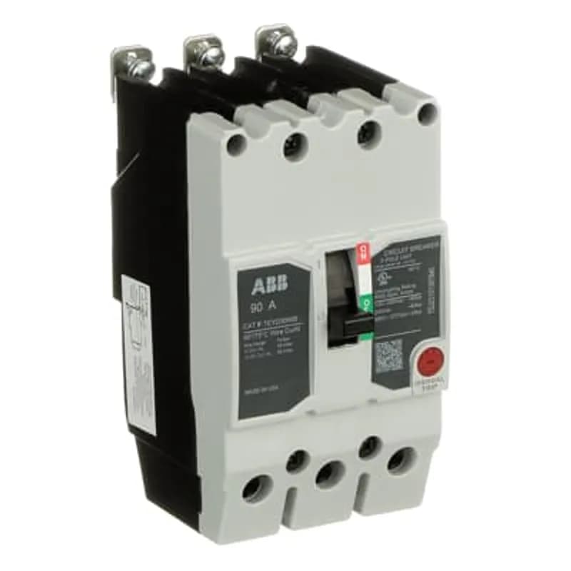 The TEY is a one-inch wide per pole, compact, "bolt-on" circuit breaker for use on grounded 480Y/277 Vac systems. The bolt-on mounting base accessory makes the TEY suitable for varied applications as a lug-lug breaker. All TEY circuit breakers feature Quick-make / Quick-break mechanisms, common trip bars, and easy to spot trip indication to ensure safety and reliability. TEYD breakers are available in 1, 2, and 3 pole versions 2&3 pole versions can be ordered with auxiliary contact, shunt trip, undervoltage release, or bell alarm accessories. 90A 3POLE 25KA 480/277 CKT BKR
