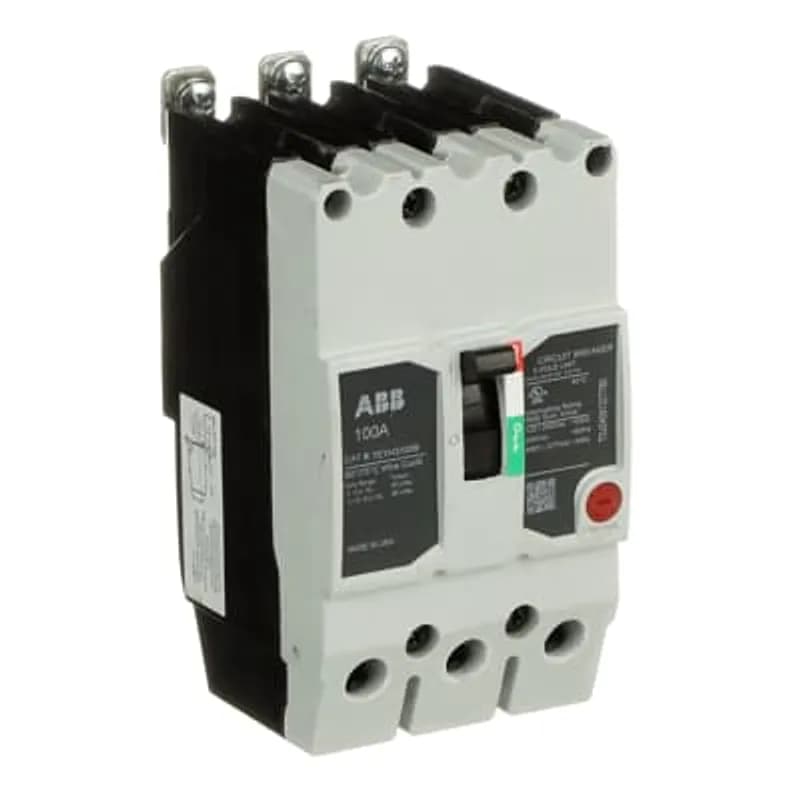 ABB - Electrification TEYH3100B - The TEY is a one-inch wide per pole, compact, "bolt-on" circuit breaker for use on grounded 480Y/277 Vac systems. The bolt-on mounting base accessory makes the TEY suitable for varied applications as a lug-lug breaker. All TEY circuit breakers feature Quick-make / Quick-break mechanisms, common trip bars, and easy to spot trip indication to ensure safety and reliability. TEYH breakers are available in 1, 2, and 3 pole versions 2&3 pole versions can be ordered with auxiliary contact, shunt trip, undervoltage release, or bell alarm accessories. TEYX CIRCUIT BREAKER 3P 100A