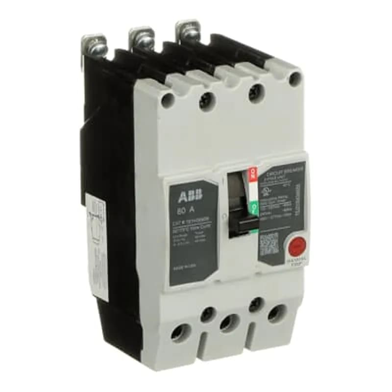 ABB - Electrification TEYH3060B - The TEY is a one-inch wide per pole, compact, "bolt-on" circuit breaker for use on grounded 480Y/277 Vac systems. The bolt-on mounting base accessory makes the TEY suitable for varied applications as a lug-lug breaker. All TEY circuit breakers feature Quick-make / Quick-break mechanisms, common trip bars, and easy to spot trip indication to ensure safety and reliability. TEYH breakers are available in 1, 2, and 3 pole versions 2&3 pole versions can be ordered with auxiliary contact, shunt trip, undervoltage release, or bell alarm accessories. TEYx Circuit Breaker 3P 60A