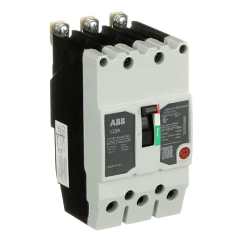 ABB - Electrification TEYL3125B - The TEY is a one-inch wide per pole, compact, "bolt-on" circuit breaker for use on grounded 480Y/277 Vac systems. The bolt-on mounting base accessory makes the TEY suitable for varied applications as a lug-lug breaker. All TEY circuit breakers feature Quick-make / Quick-break mechanisms, common trip bars, and easy to spot trip indication to ensure safety and reliability. TEYL breakers are available in 1, 2, and 3 pole versions 2&3 pole versions can be ordered with auxiliary contact, shunt trip, undervoltage release, or bell alarm accessories. TEYX CIRCUIT BREAKER 3P 125A
