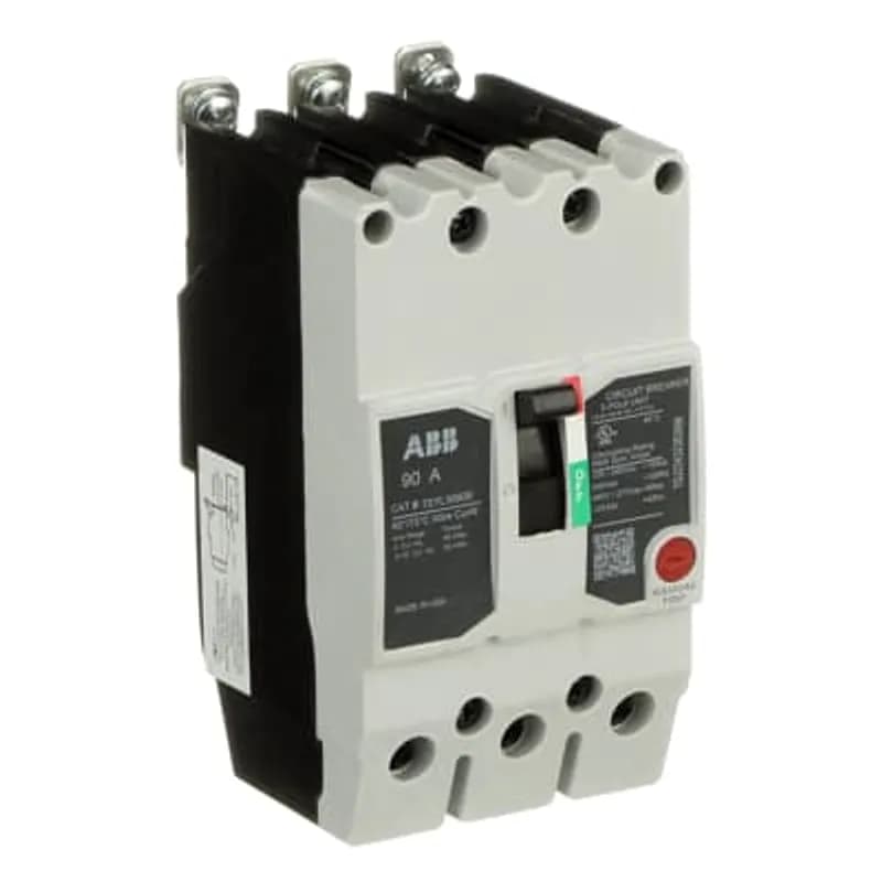 ABB - Electrification TEYL3090B - The TEY is a one-inch wide per pole, compact, "bolt-on" circuit breaker for use on grounded 480Y/277 Vac systems. The bolt-on mounting base accessory makes the TEY suitable for varied applications as a lug-lug breaker. All TEY circuit breakers feature Quick-make / Quick-break mechanisms, common trip bars, and easy to spot trip indication to ensure safety and reliability. TEYL breakers are available in 1, 2, and 3 pole versions, 2&3 pole versions can be ordered with auxiliary contact, shunt trip, undervoltage release, or bell alarm accessories. TEYX CIRCUIT BREAKER 3P 90A