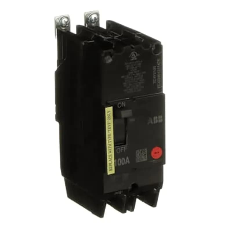 The TEYF is a one-inch wide per pole, compact, "bolt-on" circuit breaker for use on grounded 480Y/277 Vac systems. The bolt-on mounting base accessory makes the TEYF suitable for varied applications as a lug-lug breaker. All TEYF circuit breakers feature Quick-make / Quick-break mechanisms, common trip bars, and easy to spot trip indication to ensure safety and reliability. TEYF breakers are available in 1, 2, and 3 pole versions and can be ordered with auxiliary contact and shunt trip accessories. TEYF 2 POLE 100 AMP