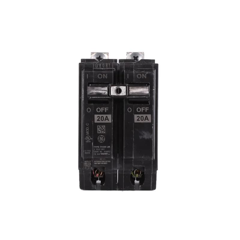 General Electric THHQB 1-pole GFCI. Industrial breakers. 2 POLE 20 amps THQB-LM 10KA @ 120/240V.