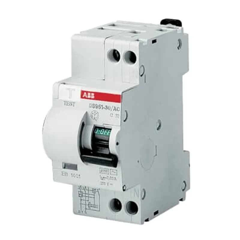 ABB - Electrification DS951-C16/0.03 - The RCBOs DS 951 series has the function to protect in terminal single-phase circuit, against overload and short-circuit currents protection against the effects of sinusoidal alternating earth fault currents protection against indirect contacts and additional protection against direct contacts.