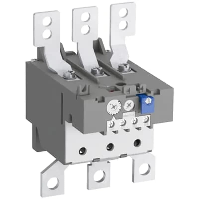 The TA200DU-200 thermal overload relay is an economic electromechanical protection device for the main circuit. It offers reliable and fast protection for motors in the event of overload or phase failure. The device has trip class 10A. Further features are the temperature compensation, trip contact (NC), signal contact (NO), automatic- or manual reset selectable, trip-free mechanism, STOP- and Test function and a trip indication. The overload relays are connected directly to the block contactors. Single mounting kits are available as accessory.