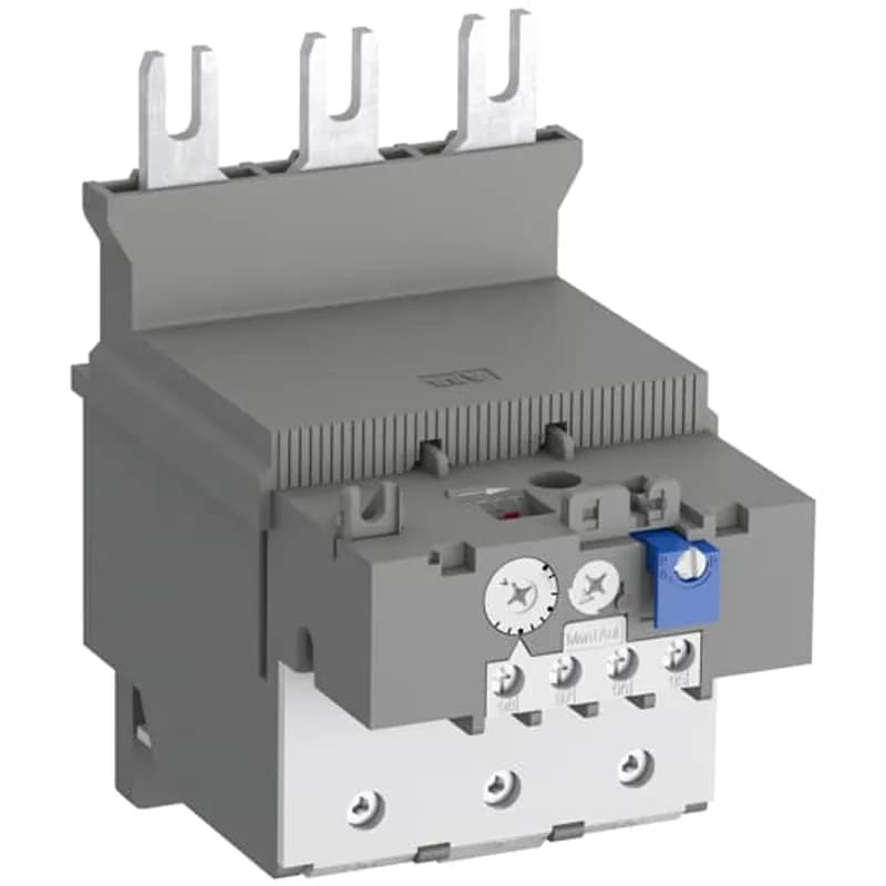The TF140DU-142 thermal overload relay is an economic electromechanical protection device for the main circuit. It offers reliable and fast protection for motors in the event of overload or phase failure. The device has trip class 10A. Further features are the temperature compensation, trip contact (NC), signal contact (NO), automatic- or manual reset selectable, trip-free mechanism, STOP- and Test function and a trip indication. The overload relays are connected directly to the block contactors.