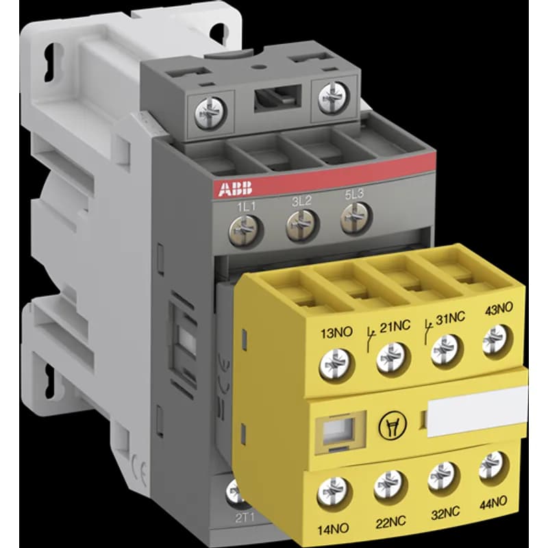 AFS09Z ... AFS38Z contactors are designed for machine safety applications. They are delivered with fixed front-mounted auxiliary contact blocks making them ideal for monitoring and controlling circuits. Mechanically linked and mirror contacts make your system safer. - control circuit with electronic coil interface: - dedicated 24 V DC for direct control by PLC-output â¥ 250 mA, low holding consumption up to 1.7 W - reduced panel energy consumption - mirror and mechanically linked contacts, with front marked symbol acc. to IEC60947-5-1, always guaranteeing the right contactor status - front-mounted auxiliary contact block: - permanently fixed - protective cover to prevent manual operation - yellow housing for easy identification - minimum switching capacity 12 V / 3 mA, with a failure rate 10-7 acc. to IEC 60947-5-4 - built-in surge suppression