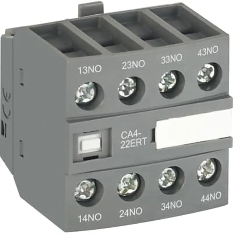 For clipping onto the right- and/or left-hand side of the contactors. The auxiliary contact blocks are equipped with screw type connecting terminals delivered open, protected against accidental direct contact and bear the corresponding function marking.