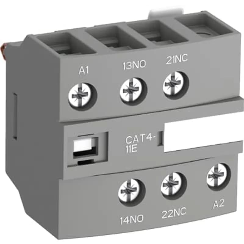 For clipping onto the right- and/or left-hand side of the contactors. The auxiliary contact blocks are equipped with screw type connecting terminals delivered open, protected against accidental direct contact and bear the corresponding function marking.