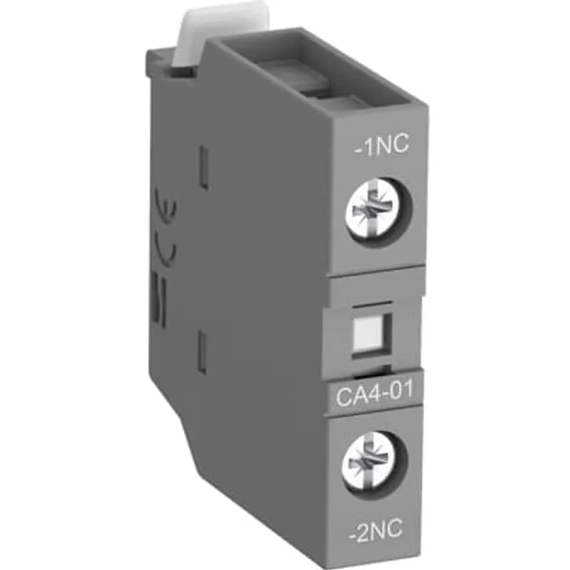 For clipping onto the right- and/or left-hand side of the contactors. The auxiliary contact blocks are equipped with screw type connecting terminals delivered open, protected against accidental direct contact and bear the corresponding function marking.
