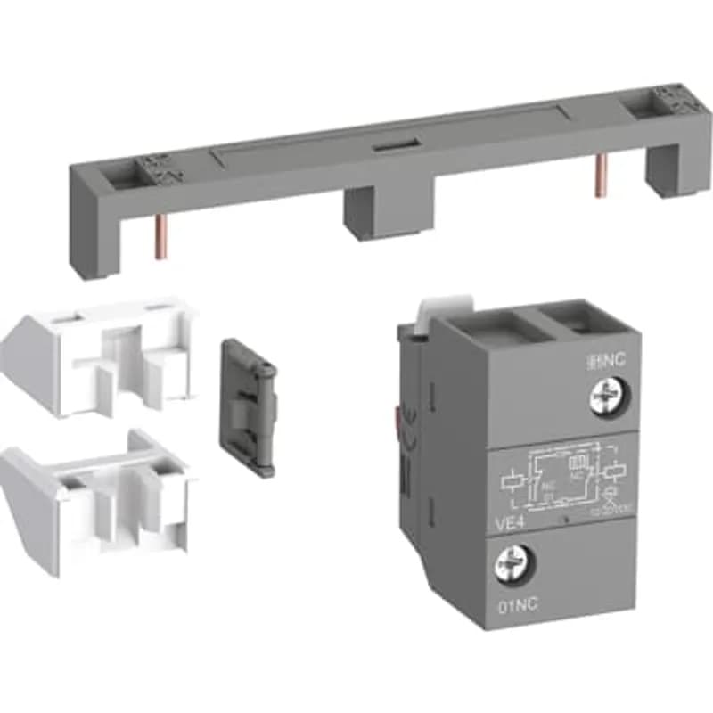 Fixing the electrical interlock block to the contactor front face connects the 2 built-in N.C. interlocking contacts with the two coils. VE4 block must be used with A2-A2 connection to respect the electrical connection diagram.