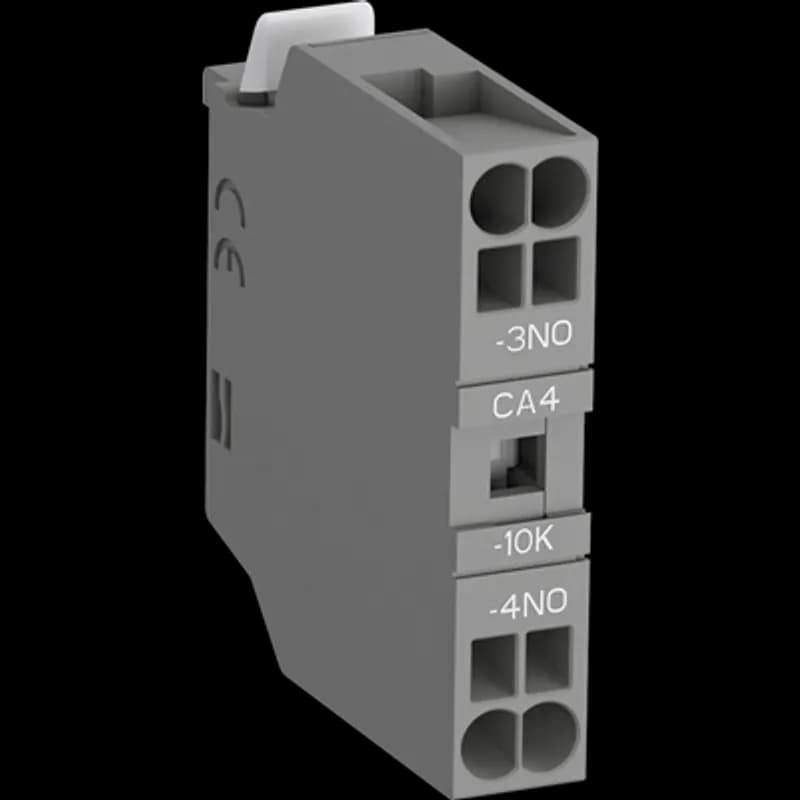 The auxiliary contact blocks are equipped with push-in spring terminals protected against accidental direct contact and bear the corresponding function marking.