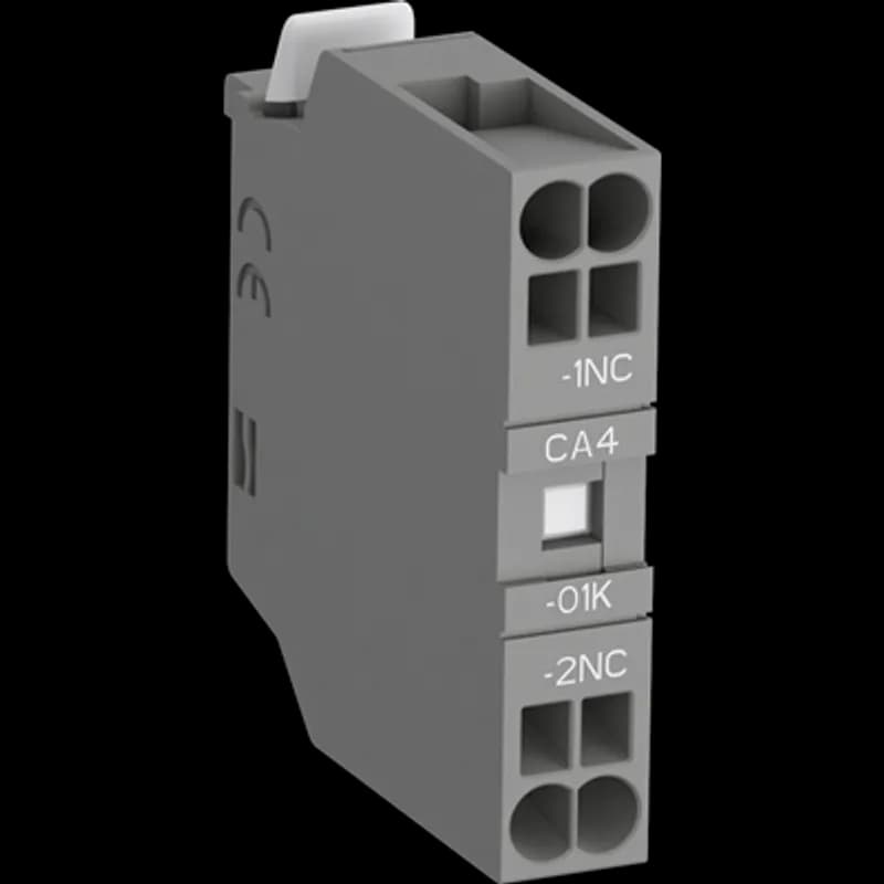 The auxiliary contact blocks are equipped with push-in spring terminals protected against accidental direct contact and bear the corresponding function marking.