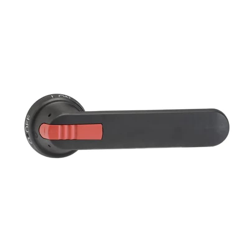 Padlockable with 3 padlocks in the OFF-position, door interlock in the ON-position. Units/type = 1 pcs. Screw fixing from the back side of the handle, no screws on the front, ensures double insulation, black.