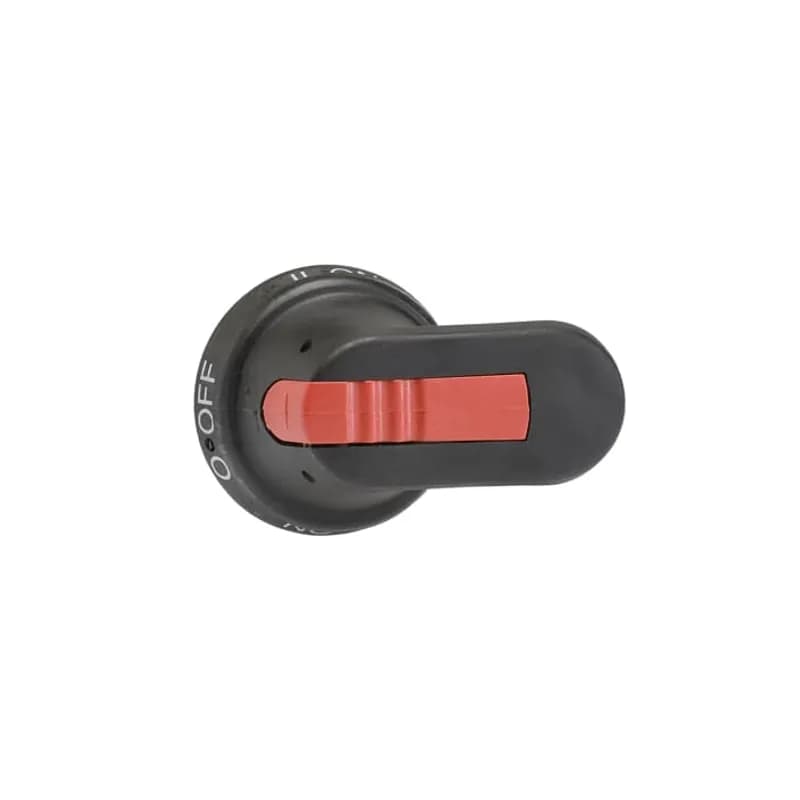 Padlockable with 3 padlocks in the OFF-position, door interlock in the ON-position. Units/type = 1 pcs. Screw fixing from the back side of the handle, no screws on the front, ensures double insulation, black.