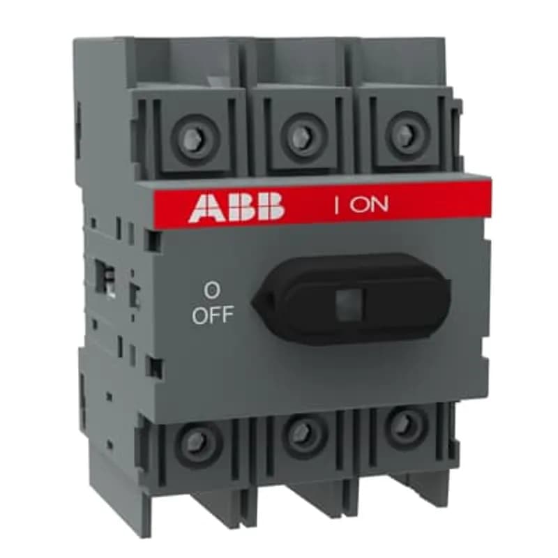 3-pole, front operated, base mounted, DIN-rail mountable switch-diconnector / non-fusible diconnect switch with front protected clamp terminals, handle and shaft are not included