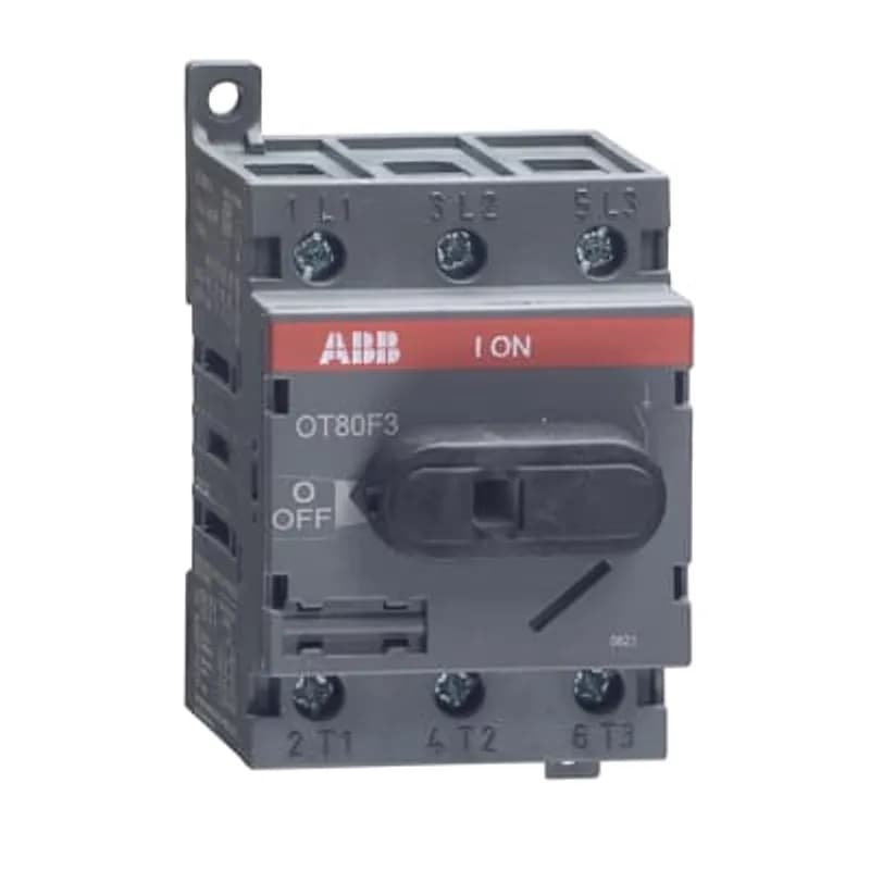 3-pole, front operated, base mounted, DIN-rail mountable switch-diconnector / non-fusible diconnect switch with protected clamp terminals, handle and shaft are not included