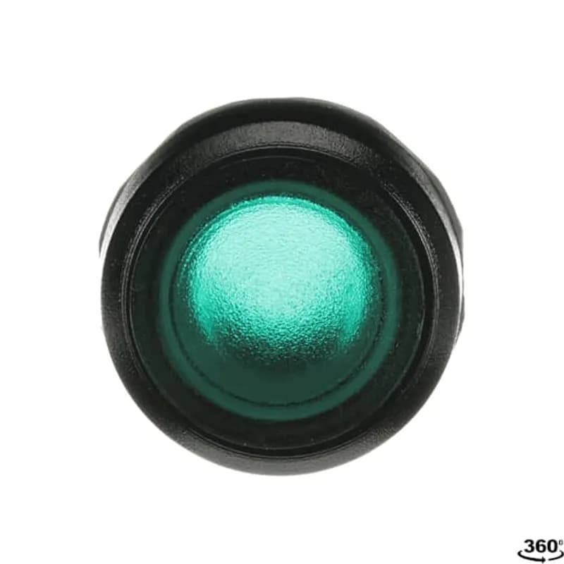 Modular Pushbutton - Momentary - Flush - Green - Illuminated - Black plastic - No contact block