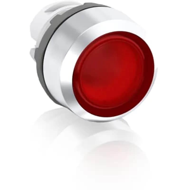 Modular Pushbutton - Momentary - Flush - Red - Illuminated - Chrome plastic - No contact block