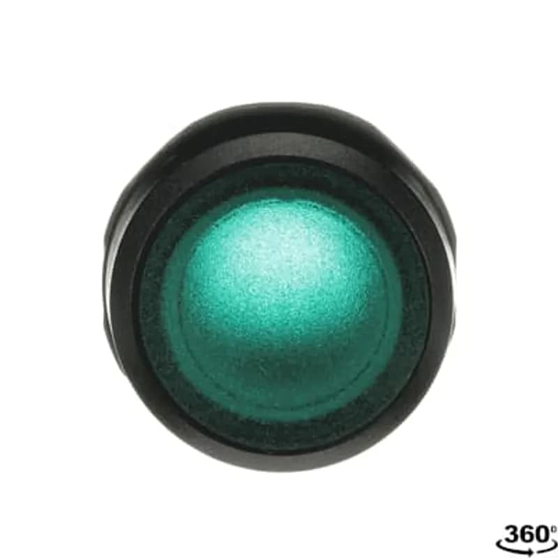 Modular Pushbutton - Maintained - Flush - Green - Illuminated - Black plastic - No contact block