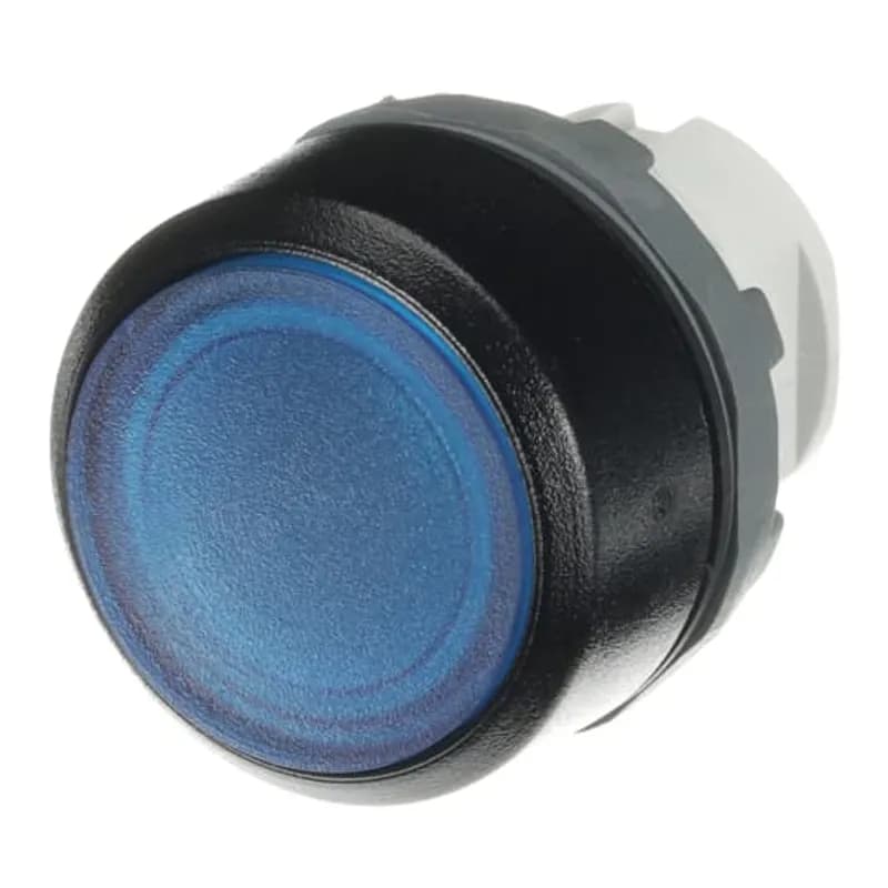 Modular Pushbutton - Maintained - Flush - Blue - Illuminated - Black plastic - No contact block