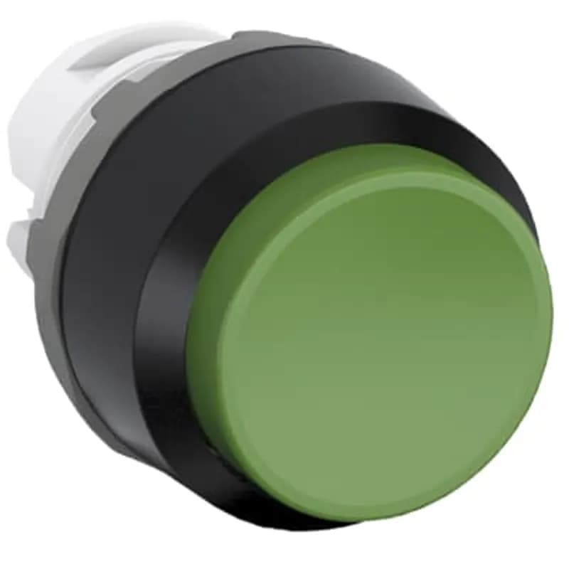 Modular Pushbutton - Maintained - Extended - Green - Non-illuminated - Black plastic - No contact block