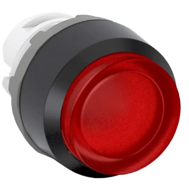 Modular Pushbutton - Maintained - Extended - Red - Illuminated - Black plastic - No contact block
