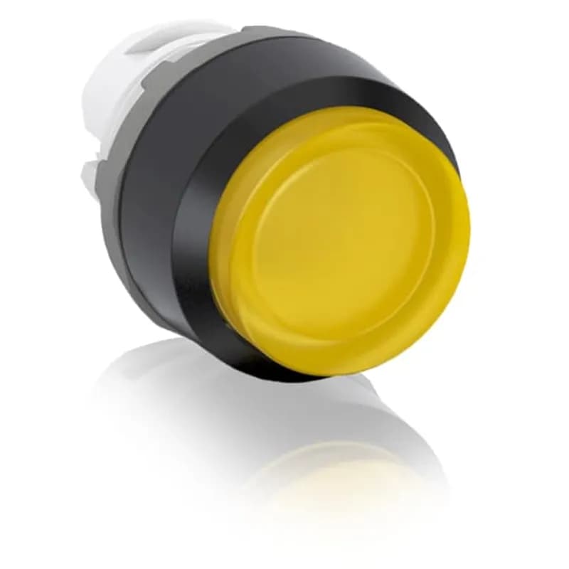 Modular Pushbutton - Maintained - Extended - Yellow - Illuminated - Black plastic - No contact block