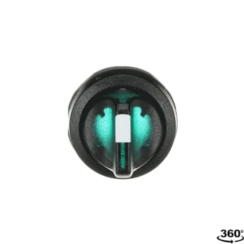 Modular Selector Switch - 2-Pos Maintained - Short handle - Green - Illuminated - Black plastic - No contact block