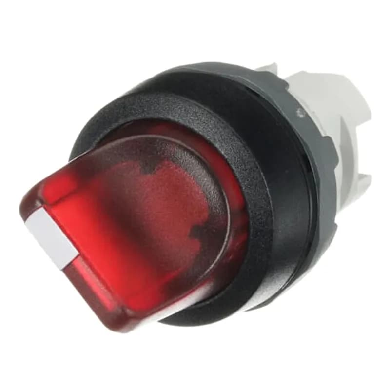 Modular Selector Switch - 2-Pos Maintained - Short handle - Red - Illuminated - Black plastic - No contact block
