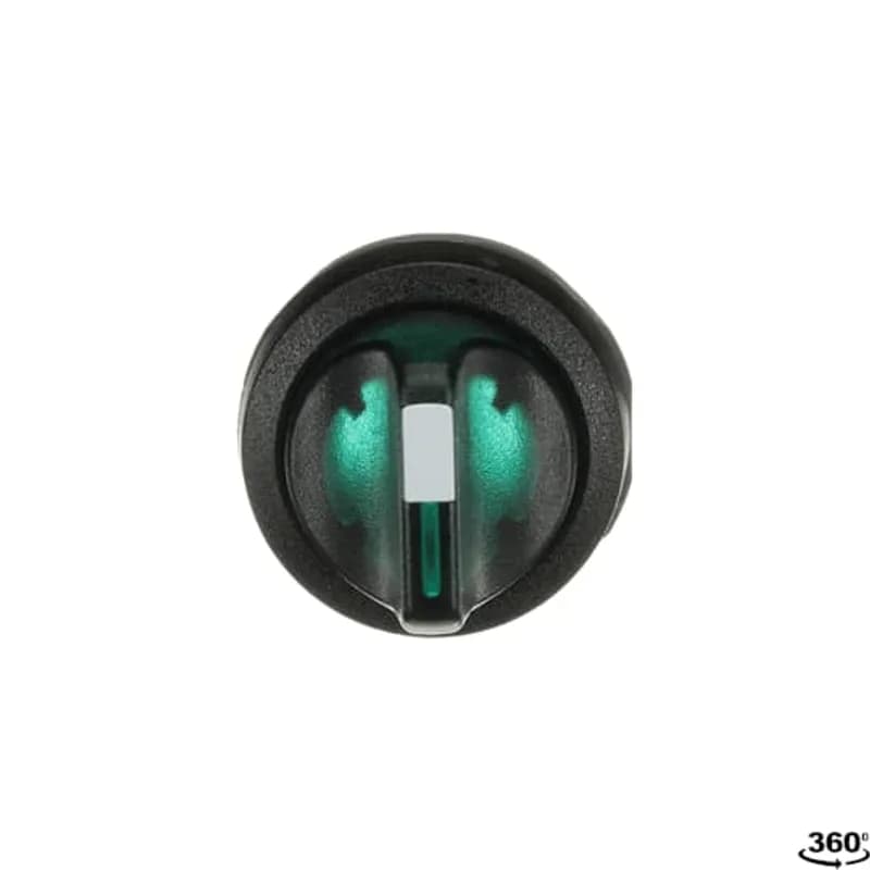 Modular Selector Switch - 2-Pos Maintained - Short handle - Green - Illuminated - Black plastic - No contact block