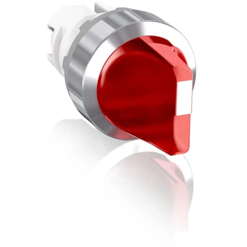 Modular Selector Switch - 2-Pos Maintained - Short handle - Red - Illuminated - Chrome metal - No contact block