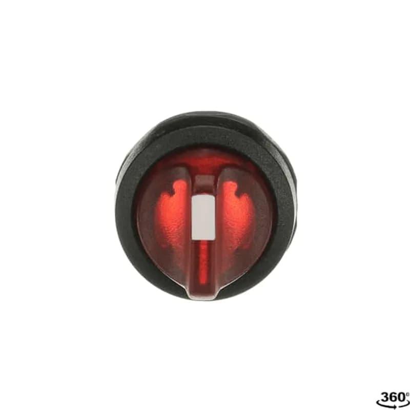 Modular Selector Switch - 2-Pos Momentary, spring return from C to B - Short handle - Red - Illuminated - Black plastic - No contact block