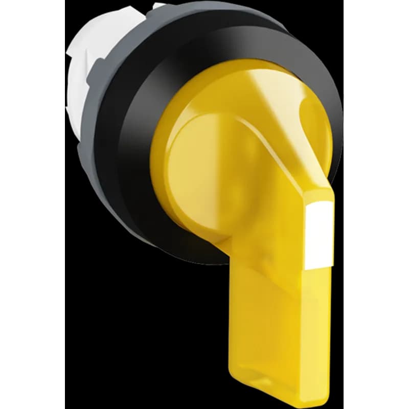 Modular Selector Switch - 2-Pos Maintained - Long handle - Yellow - Illuminated - Black plastic - No contact block