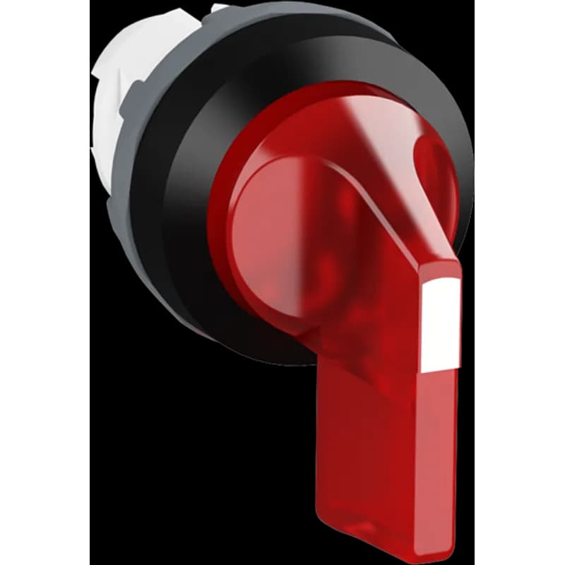 Modular Selector Switch - 2-Pos Maintained - Long handle - Red - Illuminated - Black plastic - No contact block