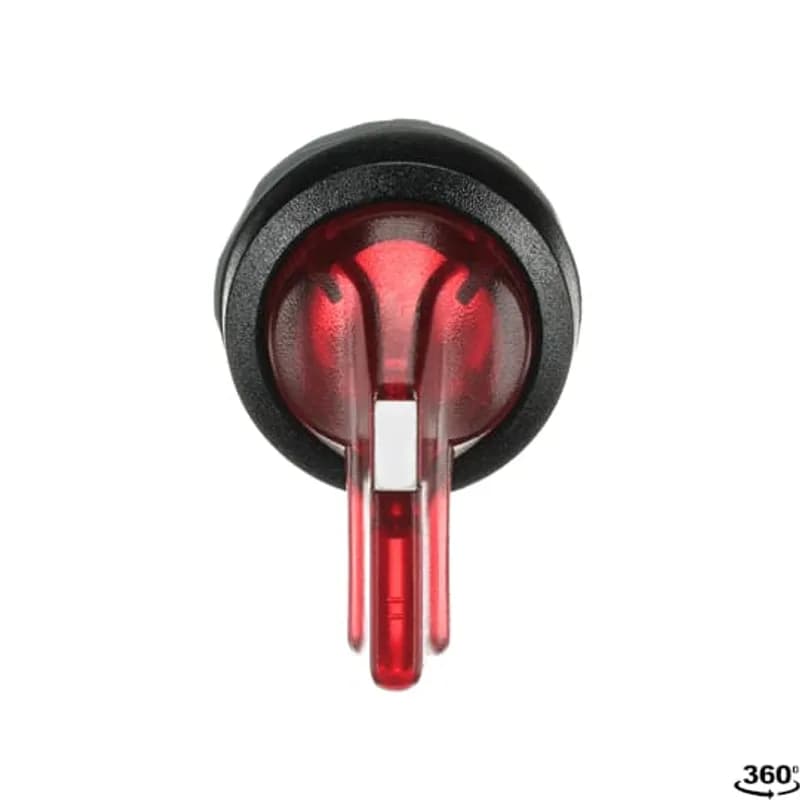 Modular Selector Switch - 2-Pos Maintained - Long handle - Red - Illuminated - Black plastic - No contact block