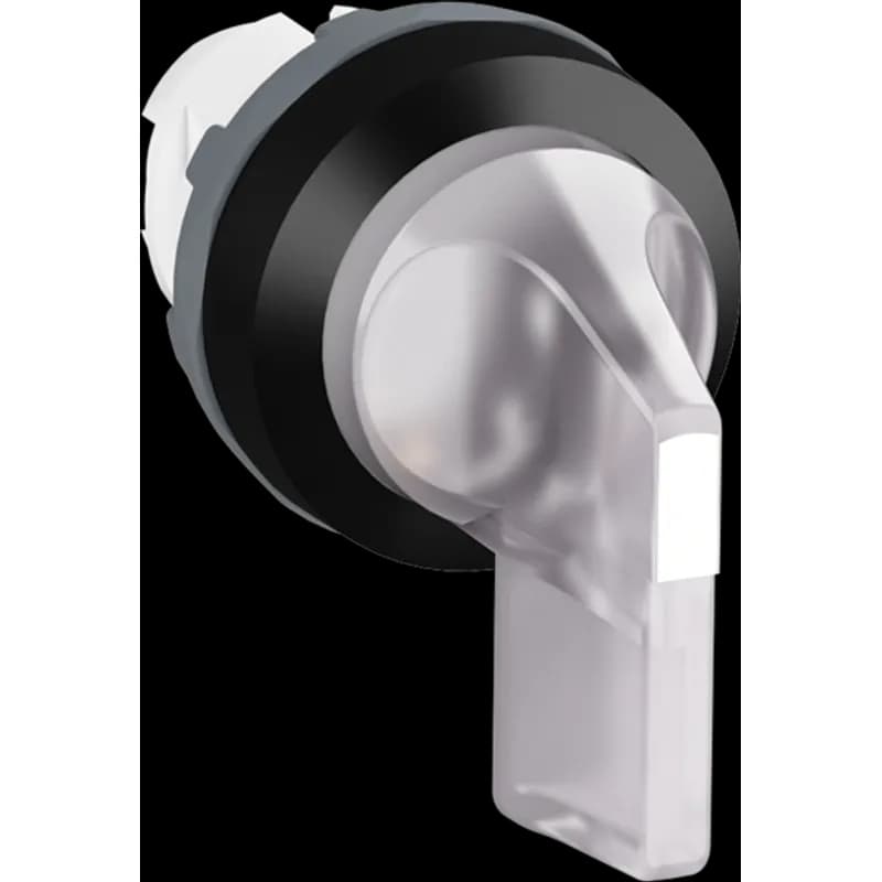 Modular Selector Switch - 2-Pos Maintained - Long handle - Clear - Illuminated - Black plastic - No contact block