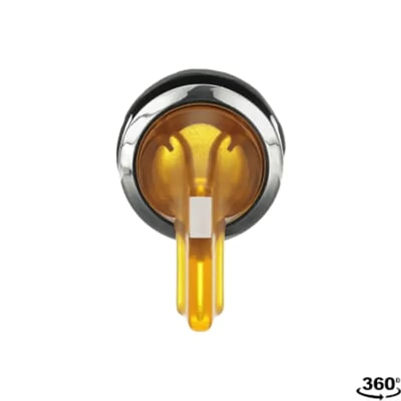 Modular Selector Switch - 2-Pos Maintained - Long handle - Yellow - Illuminated - Chrome metal - No contact block