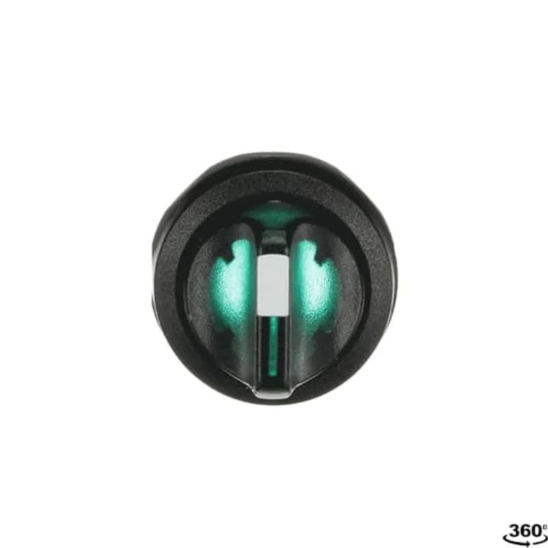 Modular Selector Switch - 3-Pos Maintained - Short handle - Green - Illuminated - Black plastic - No contact block