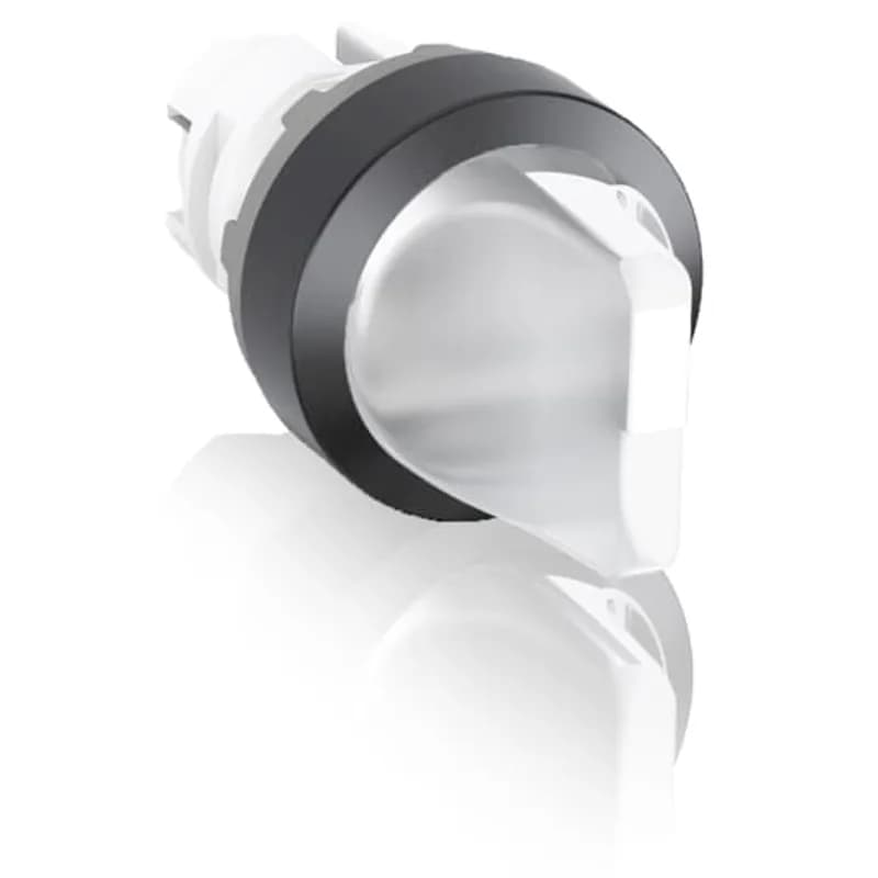 Modular Selector Switch - 3-Pos Momentary, spring return from A and C to B - Short handle - Clear - Illuminated - Black plastic - No contact block