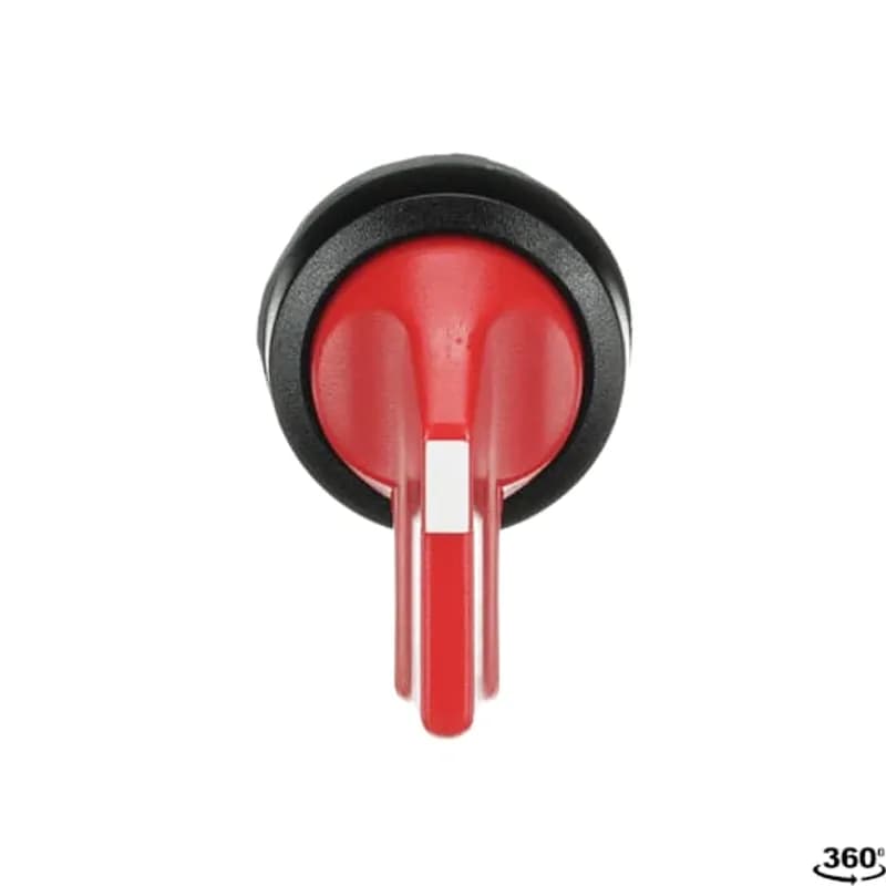 Modular Selector Switch - 3-Pos Maintained - Long handle - Red - Non-illuminated - Black plastic - No contact block