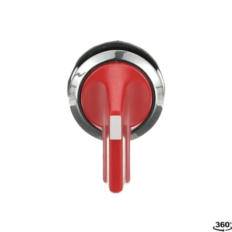 Modular Selector Switch - 3-Pos Momentary, spring return from A and C to B - Long handle - Red - Non-illuminated - Chrome metal - No contact block