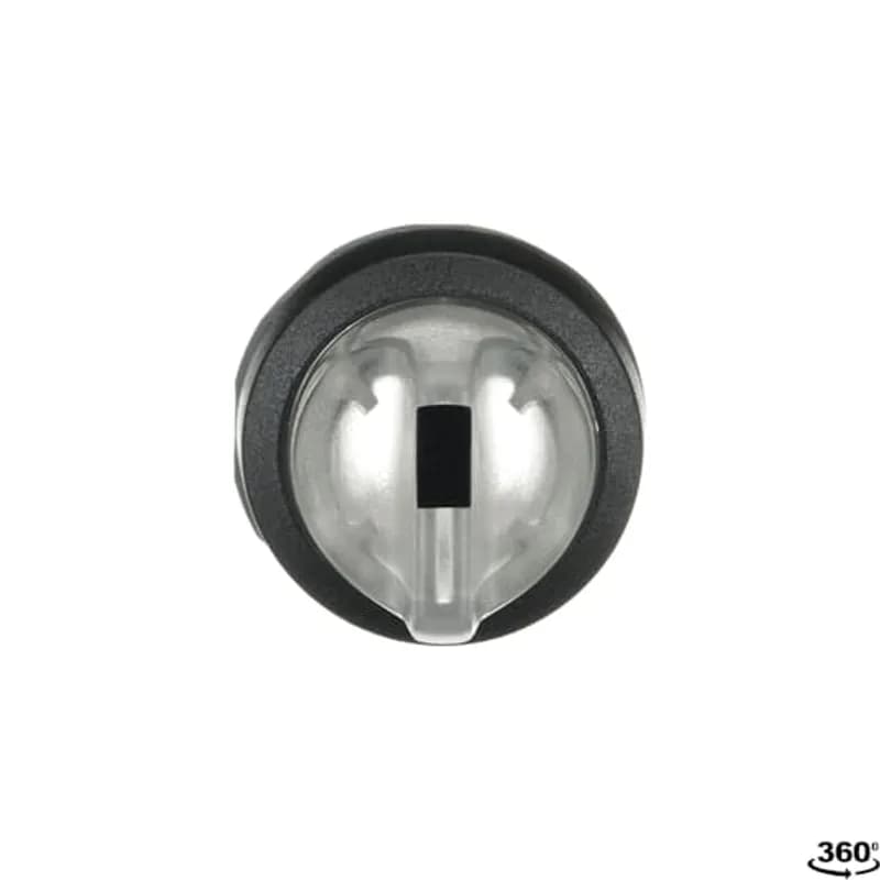 Modular Selector Switch - 3-Pos Maintained/Momentary, B and C fixed, spring return from A to B - Short handle - Clear - Illuminated - Black plastic - No contact block
