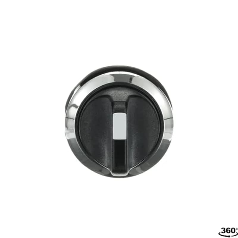Modular Selector Switch - 3-Pos Maintained/Momentary, B and C fixed, spring return from A to B - Short handle - Black - Non-illuminated - Chrome metal - No contact block
