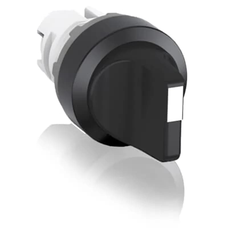 Modular Selector Switch - 3-Pos Momentary, spring return from A and C to B - Short handle - Black - Non-illuminated - Black plastic - No contact block